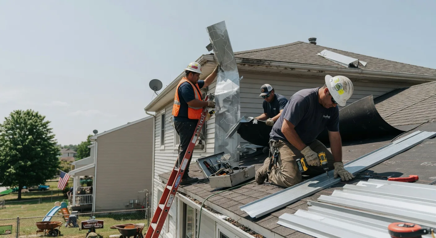 Storm Damage Metal Roof Repair in Fair Oaks, IN